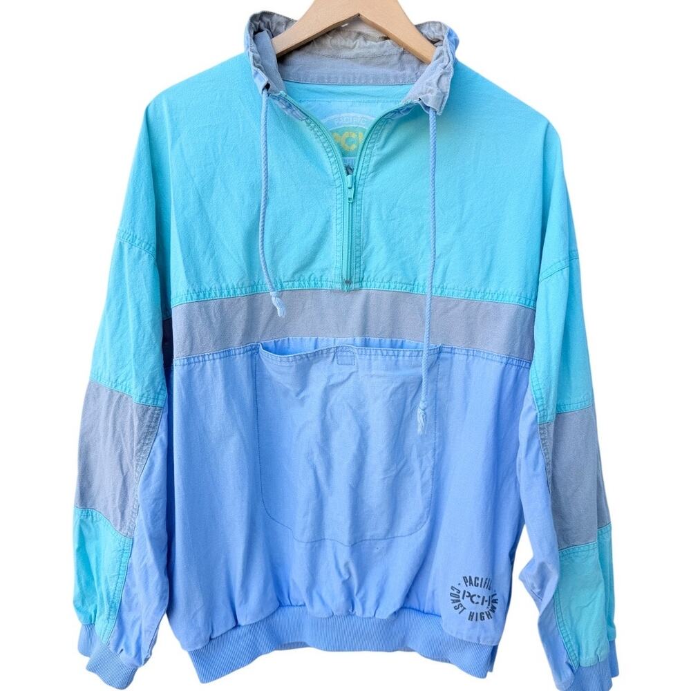 Pacific Trail Colorblock Jacket Mens Large Blue Green Vintage 90s Pullover